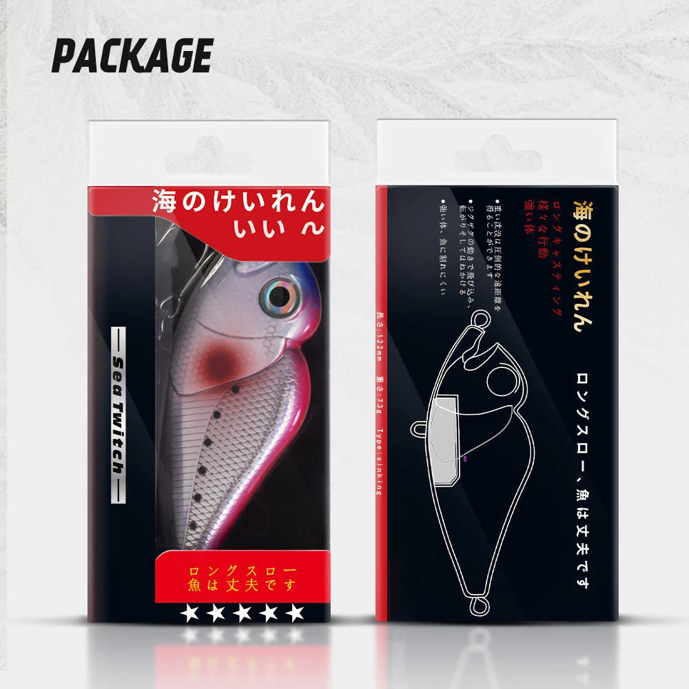 Best Selling Synnex Vib Fishing Lure Plastic Stickbait Saltwater Freshwater Sinking 122mm 73g Pesca Fishing Hard Bait Lure
