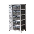 Wholesale Living Room Furniture Antique Rustic Woven Rattan Basket Storage Side Solid Wood Cabinet