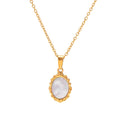 Dropshipping Natural White Shell Necklace for Lady Waterproof 18k Gold Plated Stainless Steel Pendant Classic Fashion Necklace