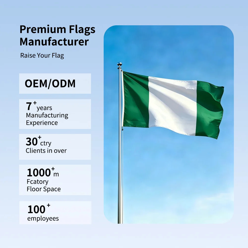 Wholesale Eco-Friendly Durable Soft Folding 5x3ft Rectangle Polyester Silk Screen Printed Nigerian Flags Flying/Hanging