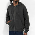 Wholesale Custom Men's Stonewashed Zip-up Hoodie with Oversize Acid Wash Zipper Distressed Hoodie with Custom Logo for Winter
