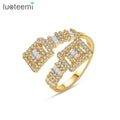 LUOTEEMI Wholesale Adjustable New Jewelry Sizer Iced Out Bling Designed Lady Brass Zircon Stone Woman Ring