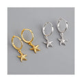 Summer Beach Jewelry 925 Sterling Silver Gold Plated Starfish Drop Clip on Earrings S925 Starfish Huggie Hoop Earrings