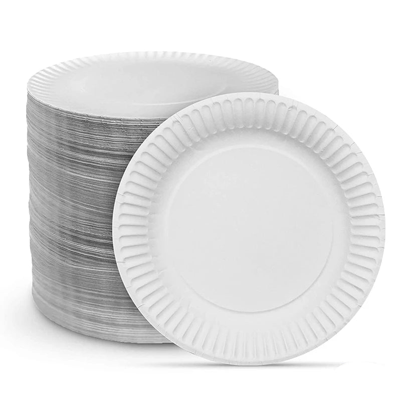 Sugarcane Bagasse Eco-Friendly Disposable Food Contact Safe Party Supplies White/Natural Butterfly/Cake Paper Plates Frost MegaBDM