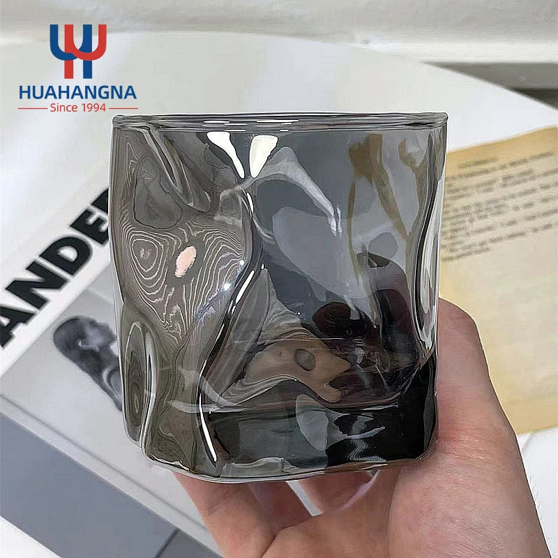 Ready to Ship 280ml Lead-Free Transparent Whisky Glass with Crystal Grey Twisted Design Custom Logo Carton Packing in Stock