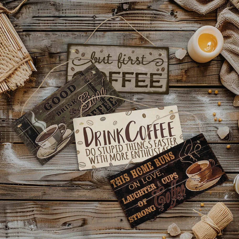 Hot Sale Coffee Wood Signs Plaque Decorate Hanging Walls Sign Home Cafe Coffee Shop Decor