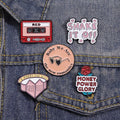 Female Singer Lyrics Plated Soft Enamel Pins Custom Red Tape Rose Fetish Metal Brooches for Women
