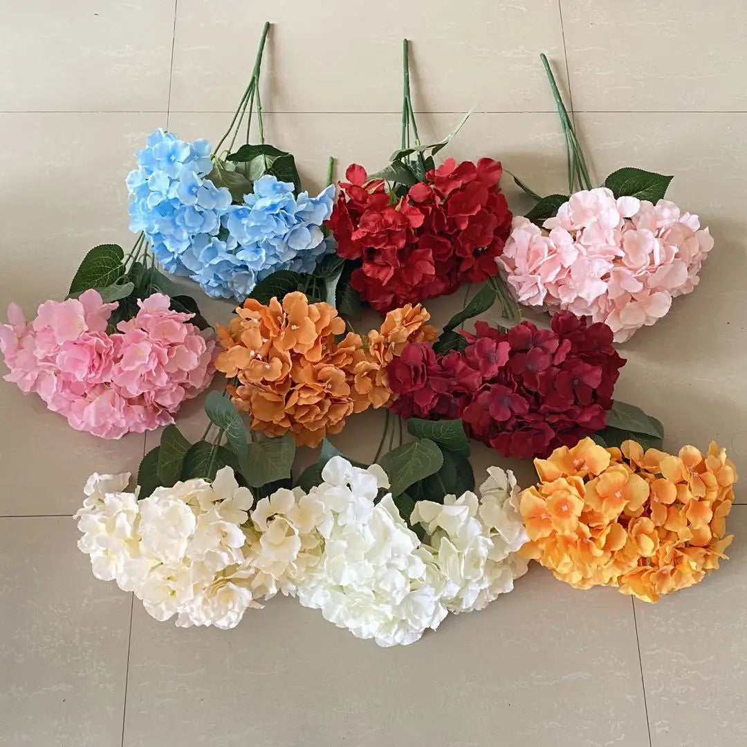 O-X863 Wholesale Price Silk Hydrangeas Big Floral Fillers Large Hydrangea Artificial Flower 5 Forks Wedding Hydrangeas Flowers
