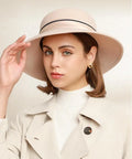 Lady's Elegant X1545 Wool Fascinators Royal Ascot Banquet Party Millinery Wide Brim Cloche Hat Elegant Banquet Cloche Hat