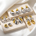 Fashion Stainless Steel Mixed Styles Two Tone Gold Silver Earrings Women Hypoallergenic Waterproof Anti Tarnish Jewelry