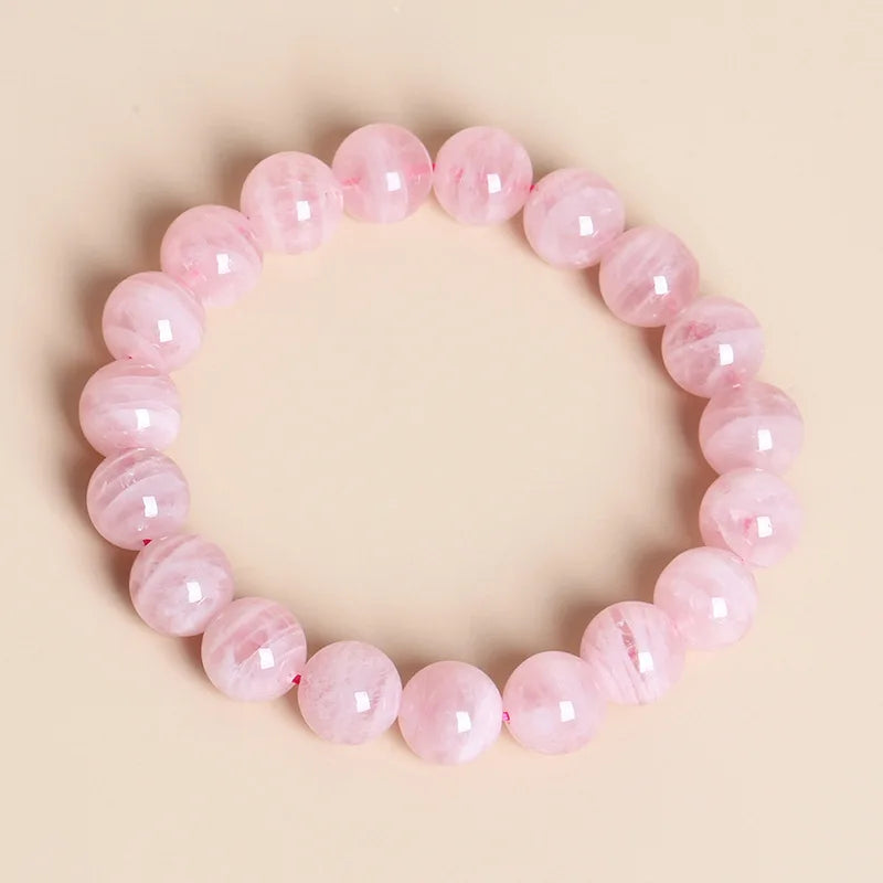 6mm 8mm 10mm Natural Madagascar Rose Quartz Beads Bracelet Crystal Beads Bracelets for Women Gemstone Jewelry Accessory