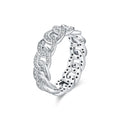 Real 925 Sterling Silver Full Diamond Sparkling CZ Interlocking Chain-shaped Eternity Ring for Women Fine Jewelry Accessories