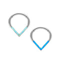 ASTM F136 G23 Titanium 16G Opal Water Drop Shape Septum Hoop Nose Ring Clicker Hinged Segment Piercing Body Jewelry