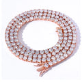 All-Match Gold Plated Tennis Chain Necklace Full Diamond with Cubic Zirconia Geometric Link Chain Hip Hop Style for Gift