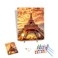 Painting by Numbers Landscape Art Canvas DIY Oil Painting by Numbers Hand Paint by Numbers Paris Tower at Dusk