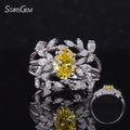Luxurious Design 14K Solid White Gold Oval Cut Lab Grown Diamond Leaf Engagement Ring