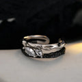 Icebela Jewelry Plated Korean Ins Style Two-color Ring Unisex Zircon Hand Texture Design Ring Gold 925 Sterling Silver 18K 3.10g