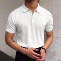 S-4XL Summer V-neck T-shirt Men's Loose Knit Shirt in Solid Color Casual Men's Short Sleeved Shirt