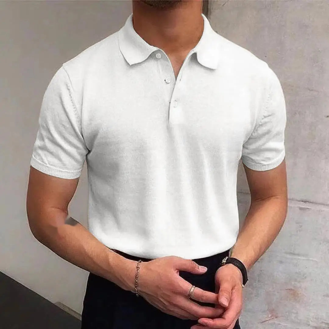S-4XL Summer V-neck T-shirt Men's Loose Knit Shirt in Solid Color Casual Men's Short Sleeved Shirt