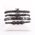New Design Luxury CZ Pave Ball Crown Men Bracelet Stainless Steel Custom Logo Macrame Bracelet Set Men JBS11650