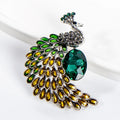 Delicate Large Emerald Crystal Animal Bird Brooch Pins Exaggerated Sparkle Rhinestone Peacock Brooches Women