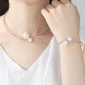 Beautiful Hot Selling Rhinestones Jewelry Set Popular Single-row Silver-plated Pearl Collar Fine Jewelry Jewelry Sets
