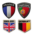 Factory Customized 3D Embroidery Patch National Flags (France/Portugal/Germany/UK) Denim Fabric Hook Loop Custom Logo Heat Cut