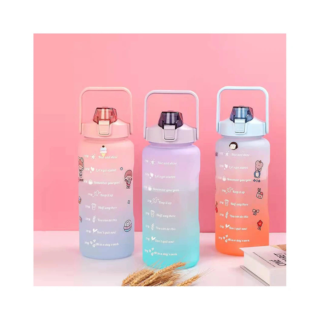Vintage Design Student Eco-Friendly Sport Plastic Water Bottle with Straw Various Styles