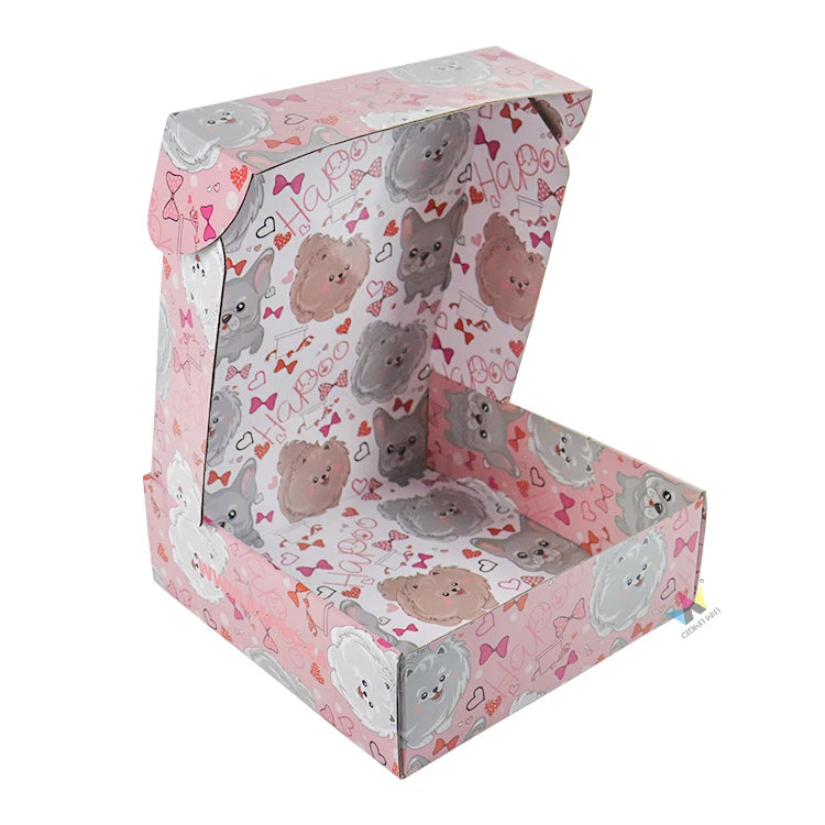 China Luxury Custom Rigid Cardboard Design logo pink Flowers Packaging High Standard Tshirt Shipping Boxes