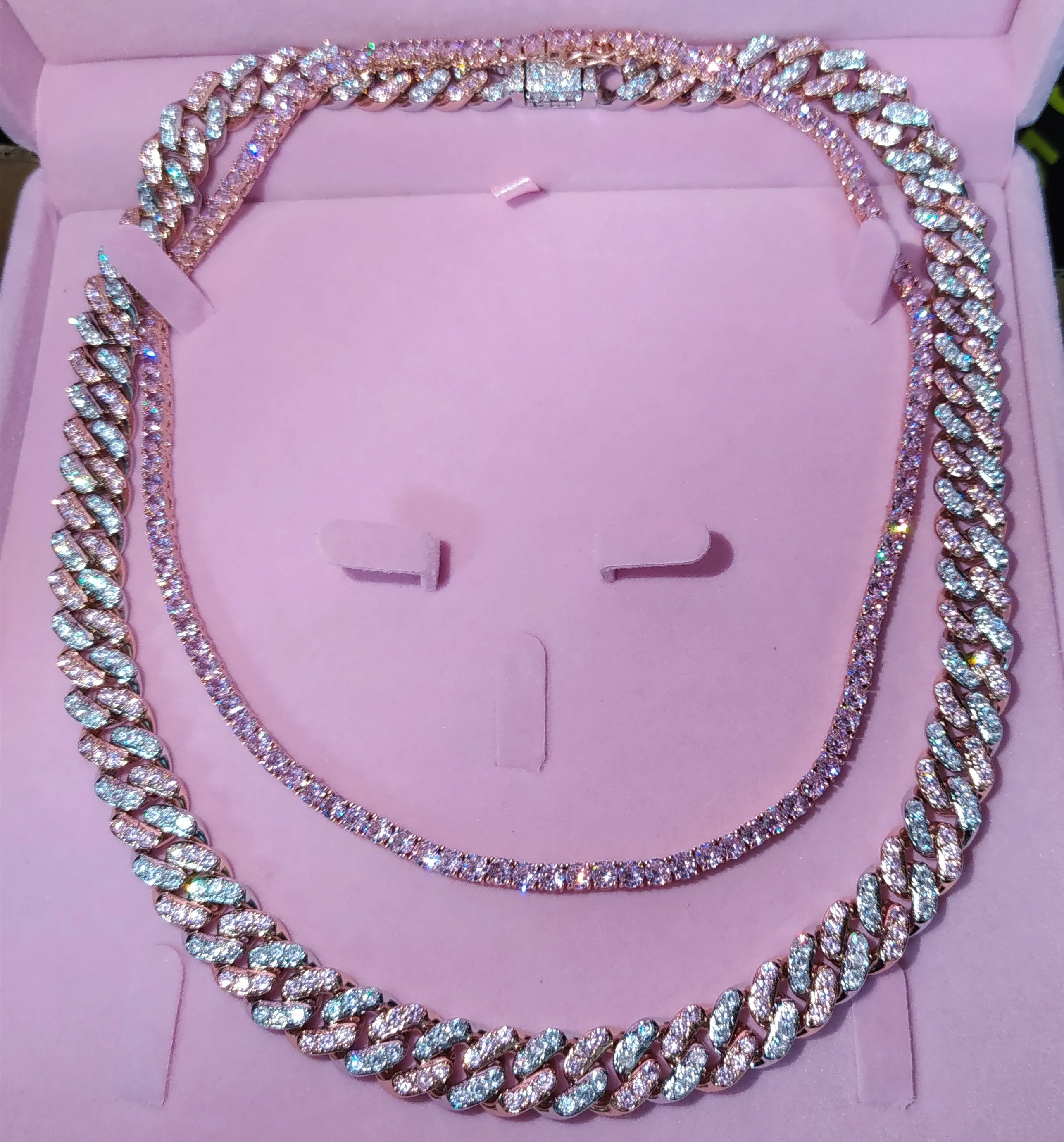 Hot Selling Genuine Diamond Cut 8mm Cubic Zircon Jewelry Chain Necklace Iced Out Bling Bling Tennis Chain Necklace for Men Women