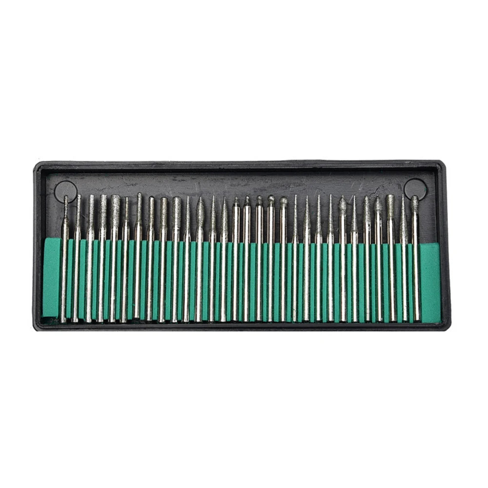 Diamond Point Burr Bits Drill Head 30 Pcs/Lot 2.3mm 3.0mm Shanks Dremel Accessories Needle Tip Grinding Alloy Abrasive Disc