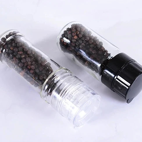 Wholesale Customized 100ml Glass Spice Grinder Portable Kitchen Spice Salt Mill with Manual Function Made of Ceramic Plastic PC