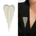 Ins Fashion Love Heart Shaped Lapel Pin Shiny Rhinestone Crystal Heart Tassel Brooch Women Jewelry 2025