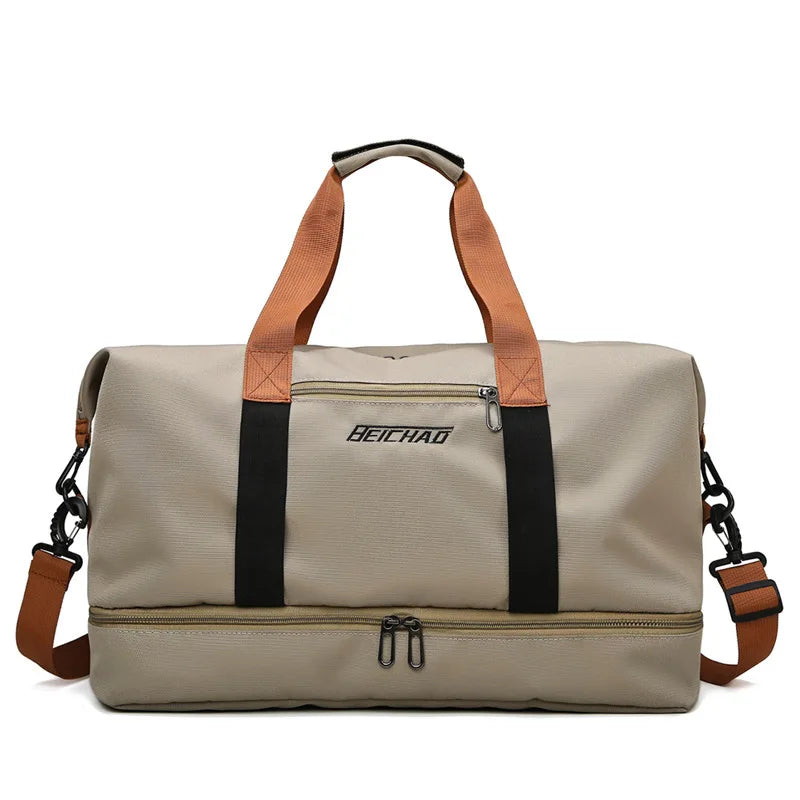 2024 Custom Logo Large Luggage PU Duffel Bag for Yoga Fitness Gym Travel Wholesale Separated Waterproof Portable Travel