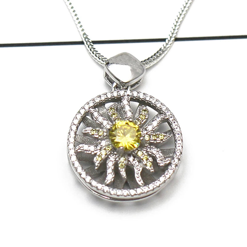 Beadsnice 925 Sterling Silver Rotating Flower Pendant Necklace Charm for Her ID 36079