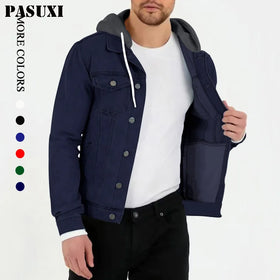 PASUXI New Autumn Winter Plus-size Men Streetwear Hip Hop Men's Hooded Jackets Male Casual Outerwear Slim Fit Coat