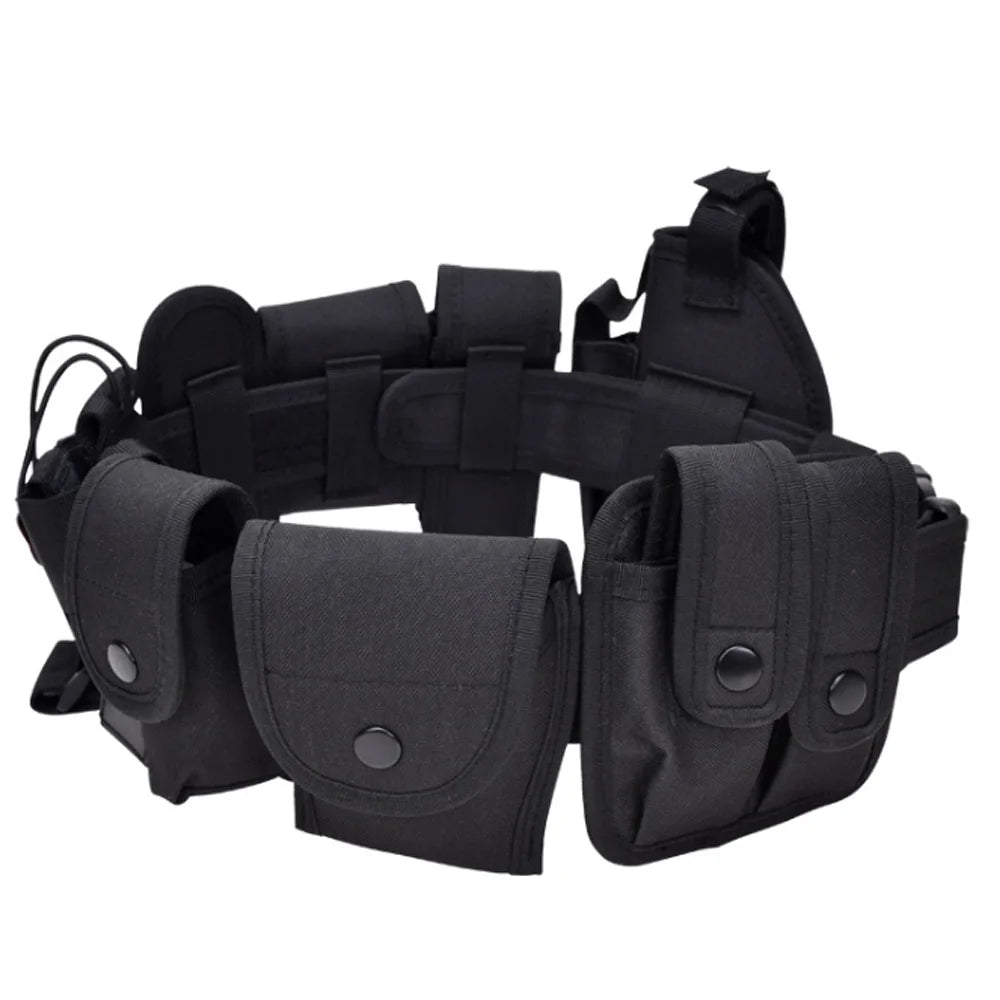 Tactical Security Duty Belt Outdoor Training Nylon Utility Belt Bag Multifunctional Tactical Belts with Pocket and Pouches