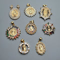 Wholesale Custom Metal Crystal Zircon Religious Holy Guadalupe Virgin Mary Pendants Charms for Jewelry Making MegaBDM