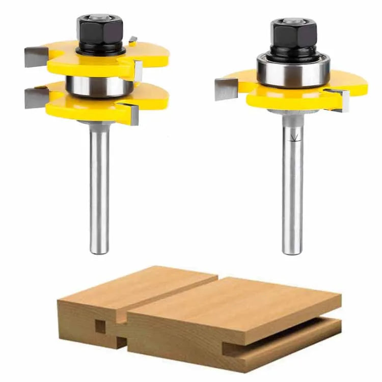 1/2" X 1/4" - 1/2" Shank Tongue & Groove Assembly Router Bit T-type Slot 2pcs Bit Milling Cutters for Flooring Panel