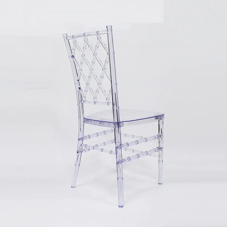 Hot Sale clear Transparent Resin GRID Plastic Chair Wedding Events Party Wholesale Banquet Crystal Dining Hotel Chair