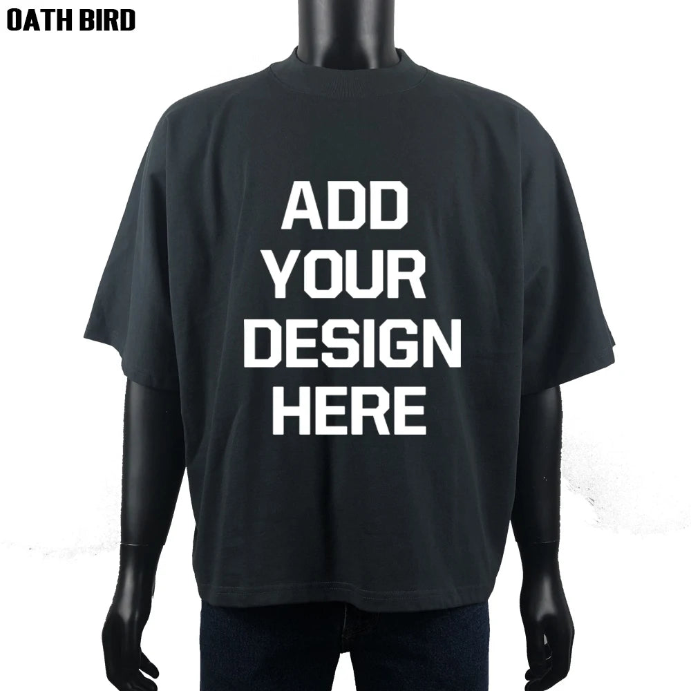Heavyweight 300gsm Cotton Seamless Men's Baggy Fit T Shirts Custom DTG Printing TShirt Blank Oversized Cropped Boxy T Shirt Men