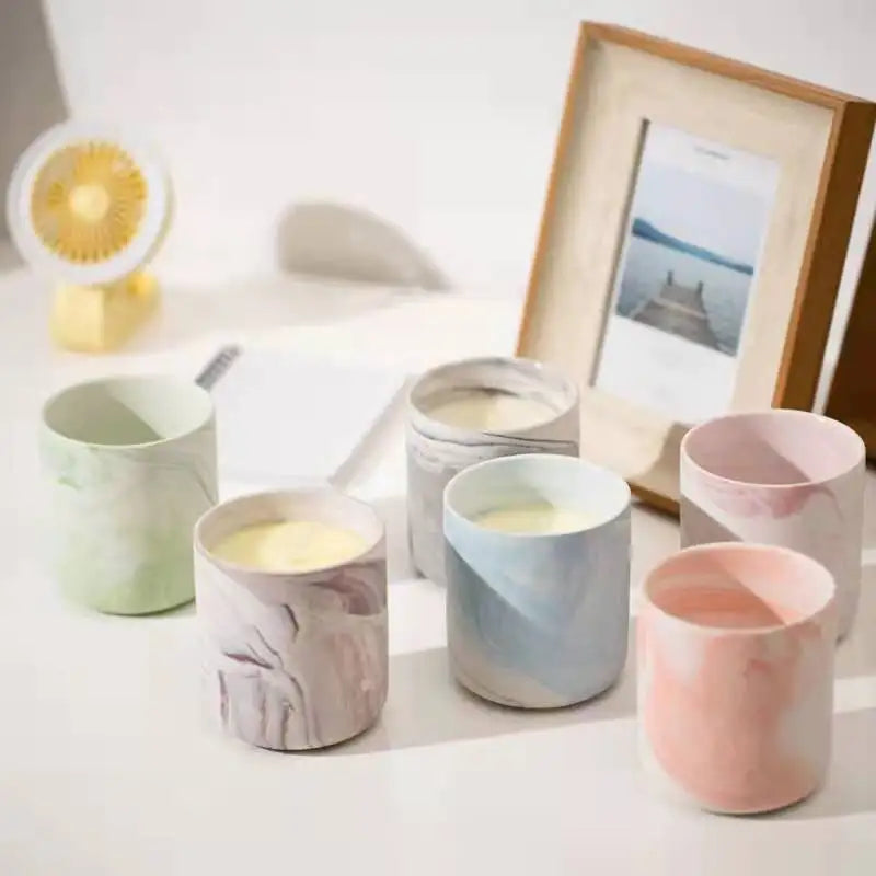 2021 Wholesale Nordic Marbled Ceramic Candle Jar