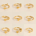 Cute Gold Plated Initial Stackable Rings Opening Adjustable Ring Heart Alphabet A-Z Letter Rings for Teen Girls