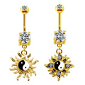 New Tai Chi Belly Rings Gold Plated Navel Rings 316L Stainless Steel Belly Piercing Belly Button Ring Wholesale Body Jewelry