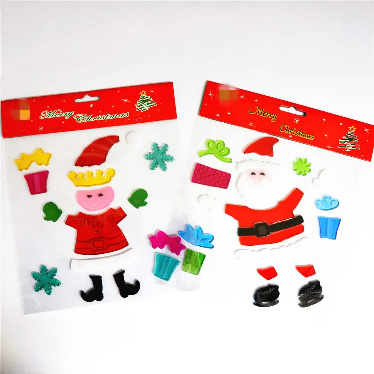 Santa Clause Christmas Cute Decorative Gel Clings Window Stickers Jelly Stickers
