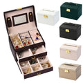 Luxury Handle Storage PU Leather Travel Jewelry Case Ring Earring Necklace Bracelet Package Box Gift Organizer Customizable