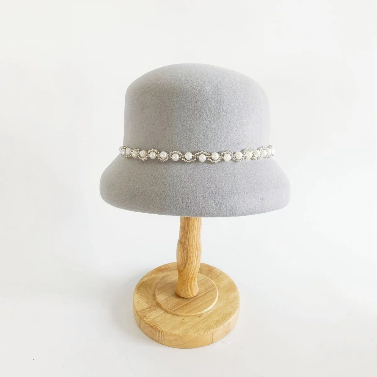 Fedora Beret Women Frenchtweed Style Plush Australian Wool Felt Hat Winter Heattech Shiny Rhinestone Chain Internal Button MegaBDM