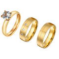 24 Carat Gold Plated Big Cz Diamond Ring love Couple Wedding Engagement Rings Sets Bague En or Bijoux Femme Joyas Anillos Oro