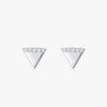 Ailmay Triangle Geometric Design Clear Zircon Stud Earrings for Women Cute Accessories Fashion 925 Sterling Silver Jewelry