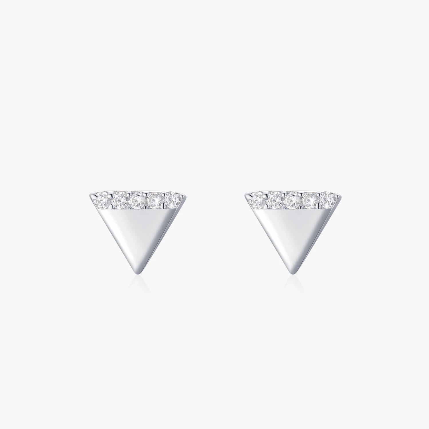 Ailmay Triangle Geometric Design Clear Zircon Stud Earrings for Women Cute Accessories Fashion 925 Sterling Silver Jewelry